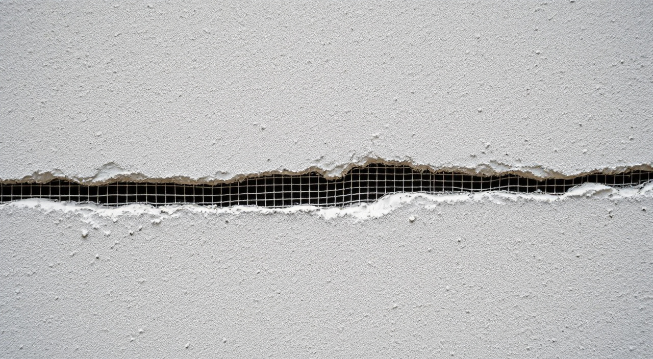 Fissure rouverte en ligne droite au bord d'une bande d'armature