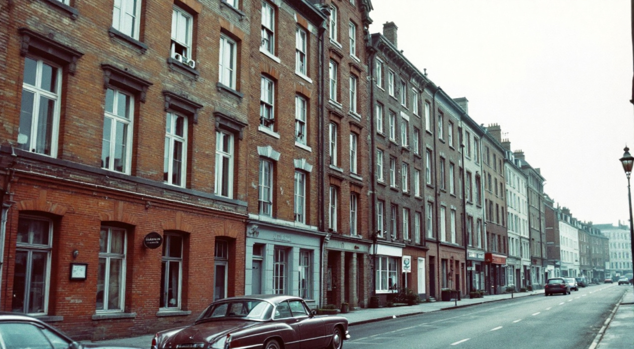 Rue du bâti de la Reconstruction, brique et béton